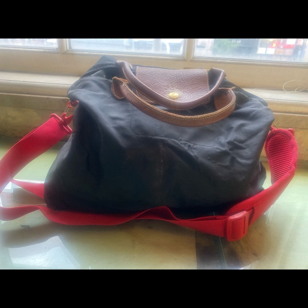 LONGCHAMP UNIQUE 💚ED Le PLIAGE SATCHEL Bag LUX CABAS VNTG w CROSSBODY OPTION GUC - Picture 6 of 12